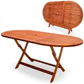 Casaria Gartentisch Wetterfest Klappbar Holz 80kg Belastbarkeit 160x85cm Schirmständer Balkon Garten Terrasse Klapptisch Akazie