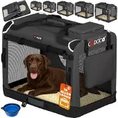 Cadoca Hundebox XXL 90x60x66cm faltbar atmungsaktiv robust Auto Hundetransportbox Transporttasche Haustiertransportbox Hundetragetasche Anthrazit