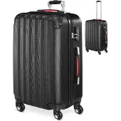 Monzana Koffer Handgepäck ABS Hard Case 4 Rollen Teleskopgriff Zahlenschloss Kantenschutz Reisekoffer Hartschalenkoffer Rollkoffer Trolley Schwarz L