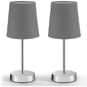 Monzana Nachttischlampe 2er Set 32cm Stoff Grau Taupe Anthrazit Weiß Wohnzimmer Schlafzimmer Lampe Leuchte Tischlampe Nachttischleuchte Tischleuchte
