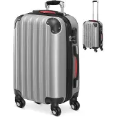 Monzana Koffer Handgepäck ABS Hard Case 4 Rollen Teleskopgriff Zahlenschloss Kantenschutz Reisekoffer Hartschalenkoffer Rollkoffer Trolley Silber M