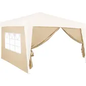 Deuba 2er Set Seitenwände je Seite 3x2 m Wasserabweisend Seitenfenster Reißverschluss Haltbänder Pavillon Faltpavillon Gartenzelt Partyzelt Beige 6x3m