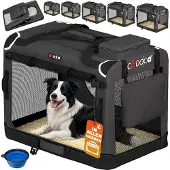 Cadoca Hundebox XL 82x56x58cm faltbar atmungsaktiv robust Hundetransportbox Transporttasche Haustiertransportbox Hundetragetasche Anthrazit