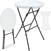 Casaria Stehtisch Weiß mit Husse Weiß Ø72cm klappbar 110cm Höhe