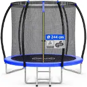 Monzana Trampolin Ø 244 cm Rheinland GS Zertifiziert Komplettset inkl. Sicherheitsnetz Innen Leiter Randabdeckung Kindertrampolin Gartentrampolin