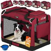 Cadoca Hundebox XL 82x56x58cm faltbar atmungsaktiv robust Hundetransportbox Transporttasche Haustiertransportbox Hundetragetasche Dunkelrot