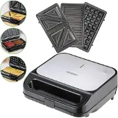 Monzana Sandwichtoaster - 3 in 1 abnehmbare Platten - Schwarz