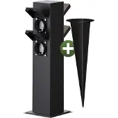 Monzana Gartensteckdose 4fach IP44 Outdoor Steckdosensäule aus Edelstahl mit Erdspieß Außensteckdose 3680W 16A Schwarz