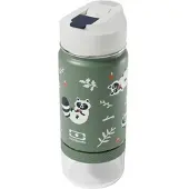 Monbento 2 in 1 Trinkflasche mit Strohhalm 300ml + Snackbox 120ml, gruen