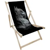 AllBags Holz Liegestuhl klappbar „Katze“ – Gartenstuhl Relaxstuhl Sonnenliege Balkon Terrasse Tiermotiv