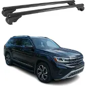 Omtec Dachträger für VW Atlas 2016-2025 Gepäckträger Grundträger Aluminium Schwarz 2x