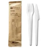 Monouso - Besteckset aus Kraftpapier Messer und Gabel (50 Stück)
