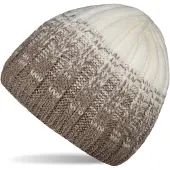 StyleBREAKER Strickmütze "Strickmütze Farbverlauf mit Thermo-Fleece", Herren, braun (braun, creme), 84% Polyacryl PAN. 9% Polyamid PA. 7% Polyester PES., Modisch, Mützen Strickmütze