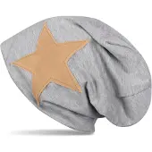 StyleBREAKER Beanie "Beanie mit aufgenähtem Kunstleder Stern" 1 Stk.