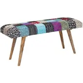 FineBuy Sitzbank Bettbank Samt 117 cm Patchwork Flurbank Polsterbank Bank Modern