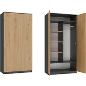 MUBLIG Kleiderschrank Wolfgang Artisan-Eiche / Anthrazit 90 cm mit 2 Türen