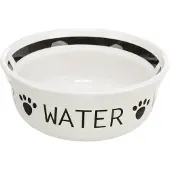 Trixie Drinkbak Hond Water Keramiek Wit / Zwart - 250 Ml 13 Cm