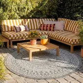 FRAAI In- & Outdoor Teppich Rund - Summer Azteca Grau Ø 180 cm
