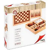 Cayro Schach-dame-backgammon-intarsien-brettspiel Braun Kinder Braun One Size