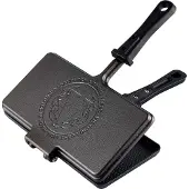 Victoria 33804 Sandwichtoaster Eingebrannte Gusseisen 27x14cm, Doppelseitige Sandwichpfanne Schwarz