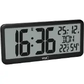 TFA-Dostmann TFA 60.4525 Funkwanduhr digital Temperatur Wanduhr Funkuhr Datum Wochentag DCF77 Innentemperatur Luftfeuchtigkeit : schwarz : ohne Batterien