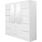Mirjan 24 Kleiderschrank Tytus D4, Drehtürenschrank, Garderobenschrank mit Spiegel, Schlafzimmer (Farbe: Weiß)