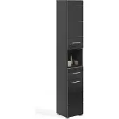 Freiraum Hochschrank >Linus< in Schwarz Hochglanz - 30x182x31cm (BxHxT)