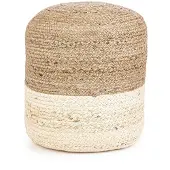 Bizzotto Pouf Jalaja aus Jute, rundes Design, skandinavischer Stil, Natur, gepolstert für Indoor