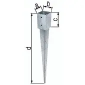 GAH Alberts Einschlagbodenhülse a91xb91xc150xd900mm Stahl roh feuerverzinkt