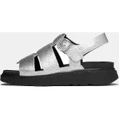 FitFlop Sandalen Gen-FF Tumbled-Leather Fisherman Sandals Damen Silver / Black-Schuhgröße 38