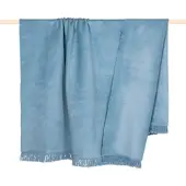 PAD Wohndecke "SYDNEY", light blau, B:150cm L:200cm, Mischgewebe, Wohndecken, Wohndecke, Made in Europe, Uni Farben, mit Fransen, 150x200 cm