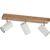 LINDBY Deckenstrahler Maniva, 44 cm, 3-flammig, weiß, GU10 Maniva , dimmbar, Holz hell, für Wohn- / Esszimmer, Holz, Modern, Strahler