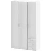 Ebuy24 Spell Kleiderschrank 3 Türen und 3 Schubladen. Weiss Hochglanz.