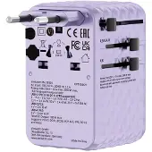 Verbatim - Charge 'n' Travel 100W Universal Travel Adapter with retractable cable Purple