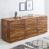 Invicta Massivholz Sideboard RELIEF 160cm braun Sheesham stone finish Kommode mit Schubladen