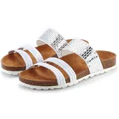 LASCANA Pantolette "Mule, Sandale, offener Schuh, Sommerschuh," mit Komfortkorkfußbett aus Leder und elastischen Riemchen