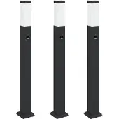 vidaXL Pollerleuchten mit Sensor 3 Stk. 80 cm Schwarz IP44