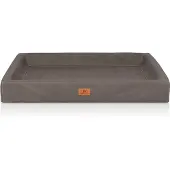 Knuffelwuff orthopädisches Hundebett Austin aus Kunstleder XL 105 x 80cm Braungrau