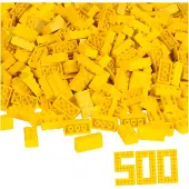 Simba Blox, 500 Gelbe Bausteine für Kinder ab 3 Jahren, 8er Steine, im Karton, vollkompatibel mit vielen anderen Herstellern