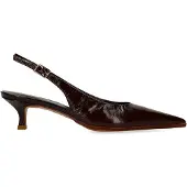 Manfield Braune Slingbackpumps aus Lackleder | Größe 37