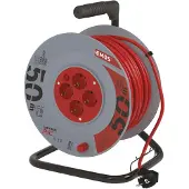 Emos Profi-Kabeltrommel, 50m Kabel mit 4 Steckdosen, 1,5 mm Schuko, Spezialkunststoff, Einsatz im Innenbereich, P09250