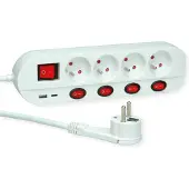 Roline 4-fach Steckdosenleiste mit Schalter, UTE Version, USB-Charger A+C, 1,5 m