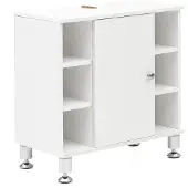 Wohnling Waschbeckenunterschrank 60 x 64 x 32 cm Weiß Badschrank mit Tür Holz Unterschrank Waschbecken Badezimmer Waschtischunterschrank mit Fächern
