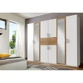 Freiraum Kleiderschrank Drehtürenschrank Schlafzimmerschrank Schrank Schlafen "Drugi II" Weiß/Plankeneiche