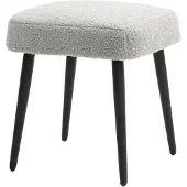 MODFU Fußhocker Polyester hellgrau 42x42x47 cm mit Kaschmir-Optik und pulverbeschichteten Stahlbeinen