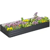 Outsunny Hochbeet aus Stahl, 241 x 90,5 x 30 cm Pflanzkasten, Pflanzkübel Blumenkasten, Gartenbeet, Kräuterbeet, Gemüsebeet für Balkon, Terrasse, Grau