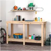 Markenlos Werkbank 140x50x80 cm aus massivem Kiefernholz