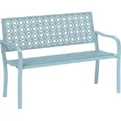 Outsunny 2-Sitzer Gartenbank, wetterfest Sitzbank, Gartenmöbel mit Rücken- & Armlehnen, Parkbank 240kg belastbar, Balkonbank für Balkon Terrasse, Garten, 127 x 63 x 85cm, Blau