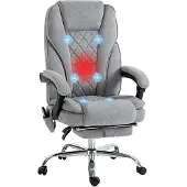 SUGIFT Bürostuhl ergonomisch mit Massagefunktion – Fußstütze drehbar rollbar grau