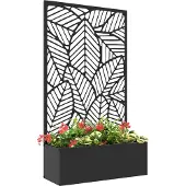 Outsunny Hochbeet Pflanzkasten, Pflanzkübel wandmontage Blumenkasten Metall, Gartenspalier 61 x 23 x 113cm für Garten Balkon Terrasse, Blumenkübel für Kletterpflanzen, Blumen
